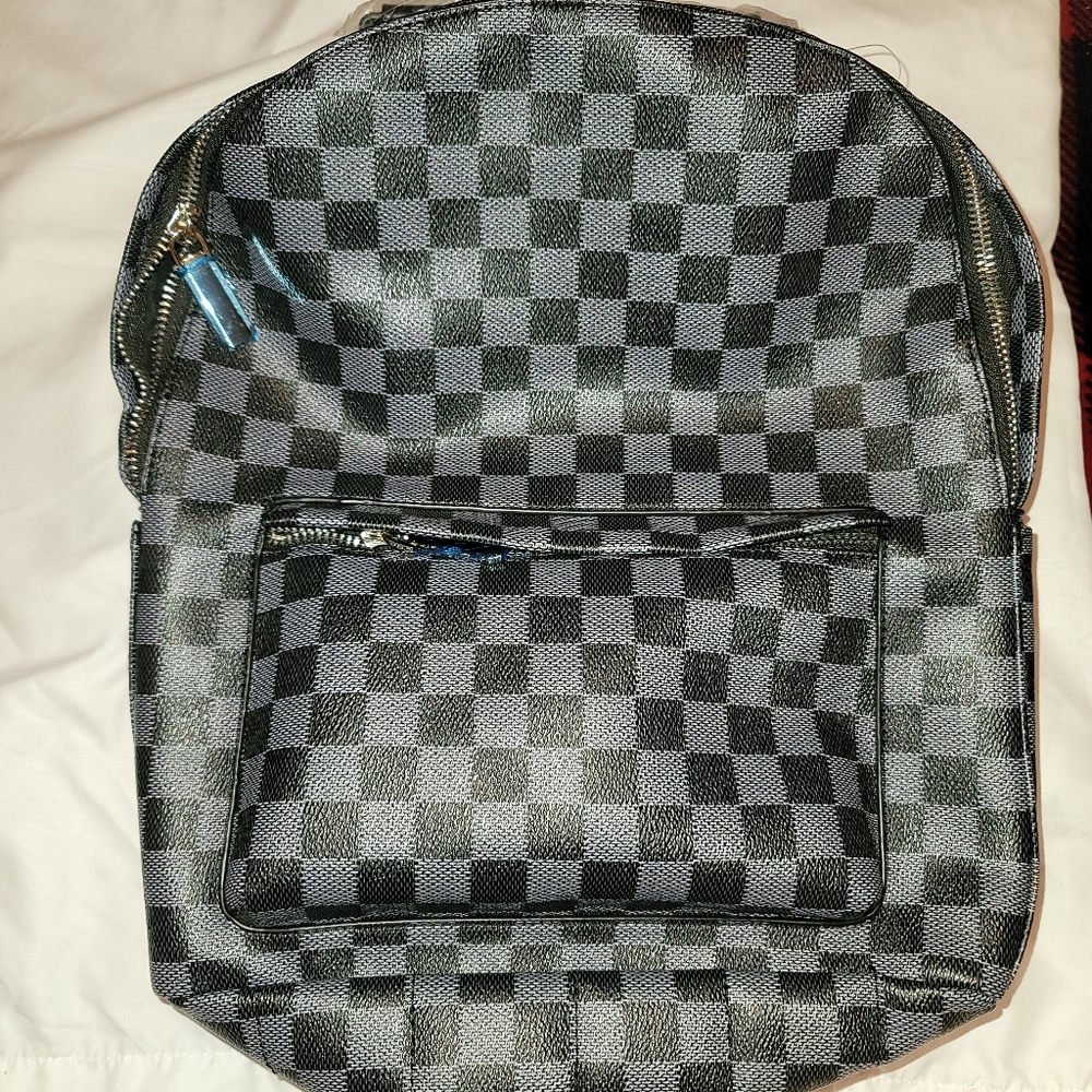 DAISY ROSE Black Checkered Backpack.    BRAND NEW